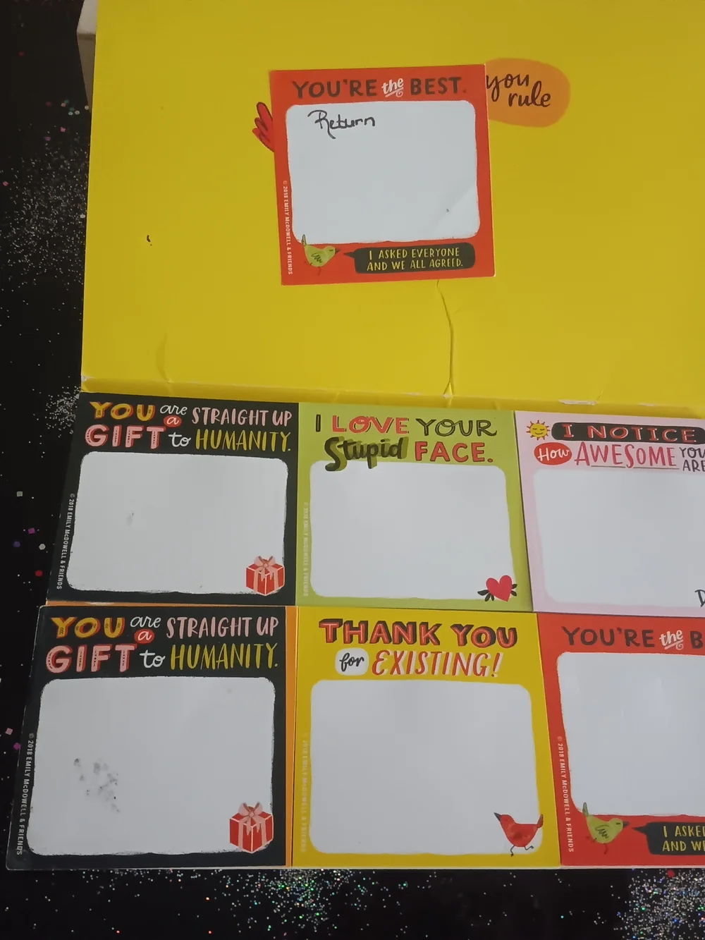 Thank You for Existing! Pink & Yellow Sticky Note Set - Fun Party Cards